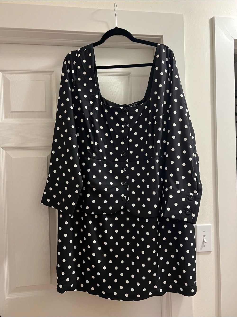 Eloquii Square Neck Long Sleeve Printed Mini Dress